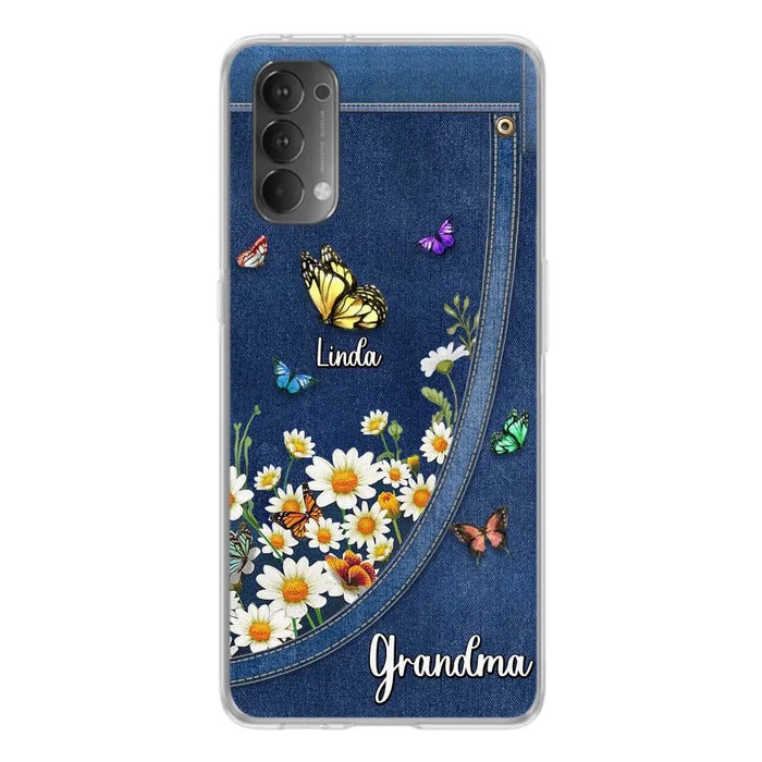 Personalized Daisy And Butterfly Grandma Phone Case - Gift Idea For Grandma - Up to 10 Kids - Case For Oppo/Xiaomi/Huawei