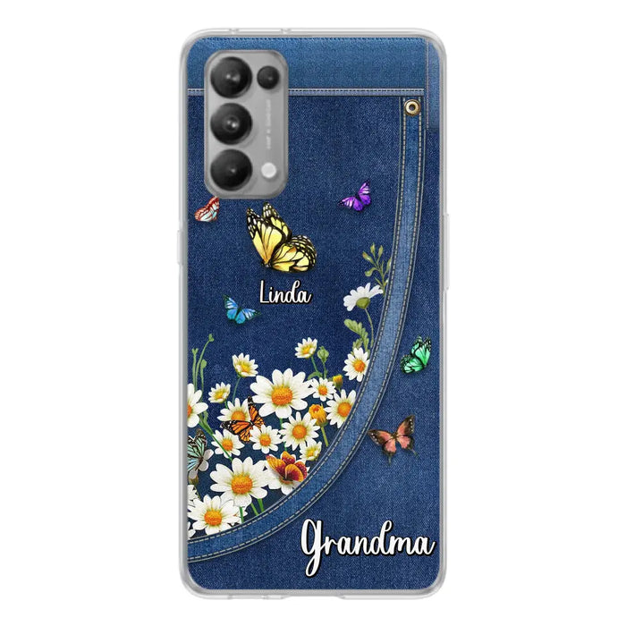 Personalized Daisy And Butterfly Grandma Phone Case - Gift Idea For Grandma - Up to 10 Kids - Case For Oppo/Xiaomi/Huawei