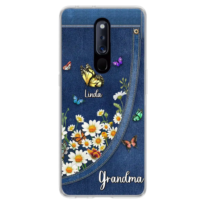Personalized Daisy And Butterfly Grandma Phone Case - Gift Idea For Grandma - Up to 10 Kids - Case For Oppo/Xiaomi/Huawei