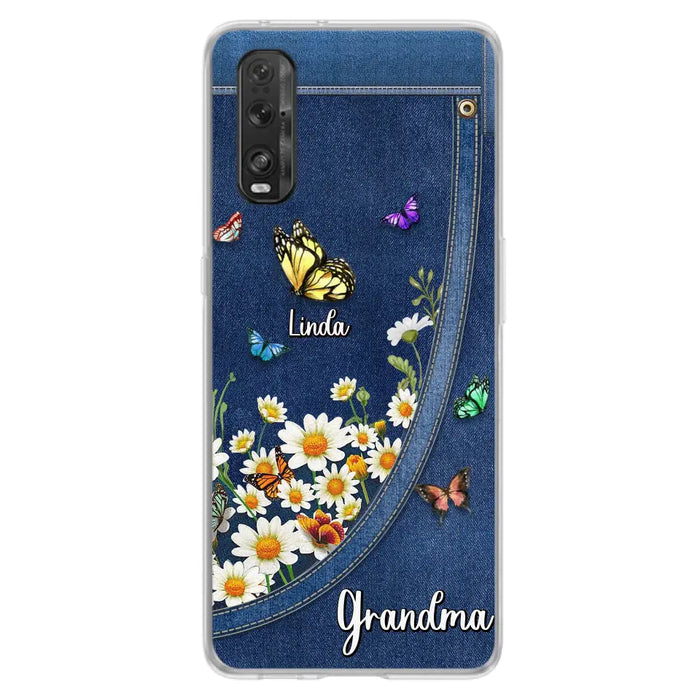 Personalized Daisy And Butterfly Grandma Phone Case - Gift Idea For Grandma - Up to 10 Kids - Case For Oppo/Xiaomi/Huawei