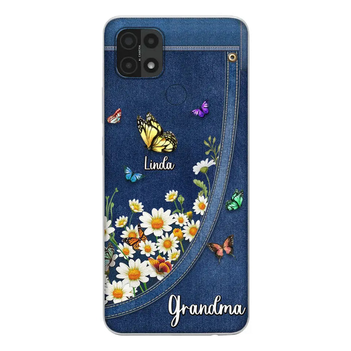 Personalized Daisy And Butterfly Grandma Phone Case - Gift Idea For Grandma - Up to 10 Kids - Case For Oppo/Xiaomi/Huawei