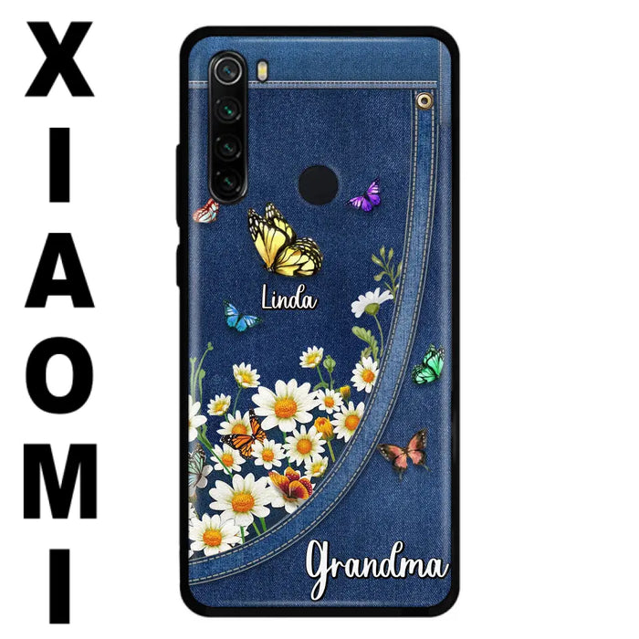 Personalized Daisy And Butterfly Grandma Phone Case - Gift Idea For Grandma - Up to 10 Kids - Case For Oppo/Xiaomi/Huawei