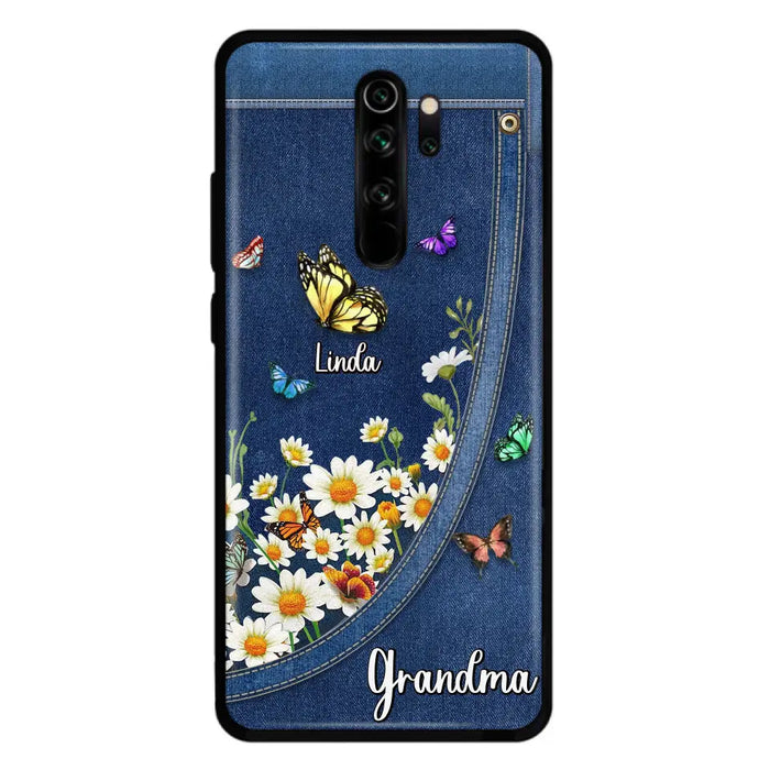 Personalized Daisy And Butterfly Grandma Phone Case - Gift Idea For Grandma - Up to 10 Kids - Case For Oppo/Xiaomi/Huawei