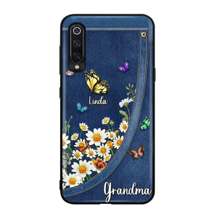 Personalized Daisy And Butterfly Grandma Phone Case - Gift Idea For Grandma - Up to 10 Kids - Case For Oppo/Xiaomi/Huawei