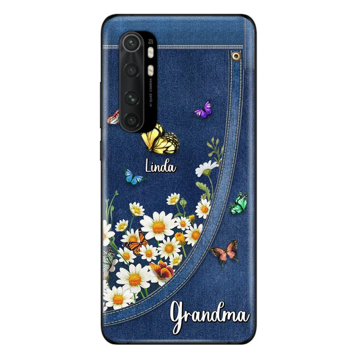 Personalized Daisy And Butterfly Grandma Phone Case - Gift Idea For Grandma - Up to 10 Kids - Case For Oppo/Xiaomi/Huawei