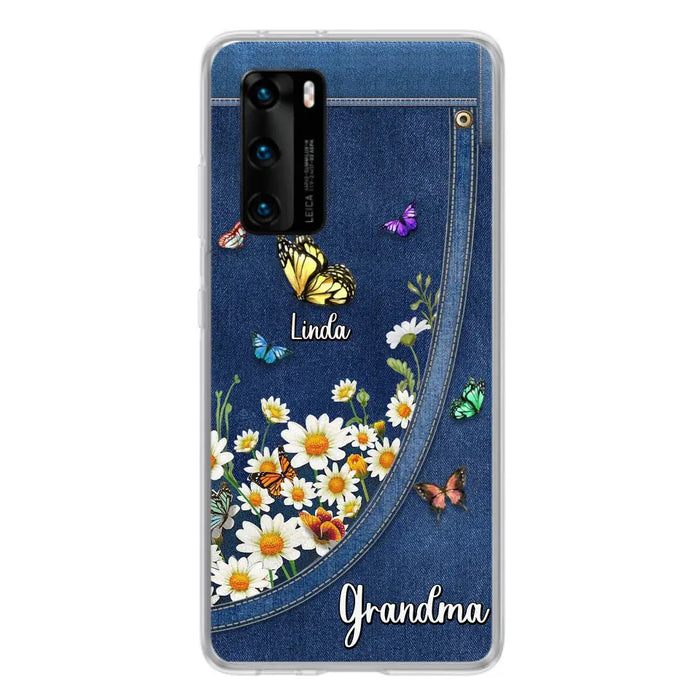 Personalized Daisy And Butterfly Grandma Phone Case - Gift Idea For Grandma - Up to 10 Kids - Case For Oppo/Xiaomi/Huawei