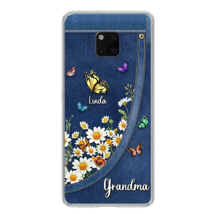 Personalized Daisy And Butterfly Grandma Phone Case - Gift Idea For Grandma - Up to 10 Kids - Case For Oppo/Xiaomi/Huawei