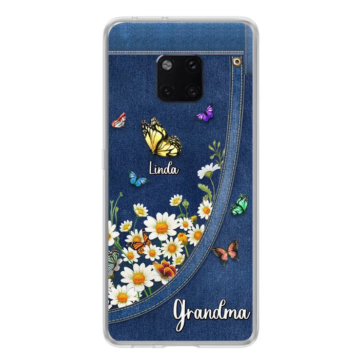 Personalized Daisy And Butterfly Grandma Phone Case - Gift Idea For Grandma - Up to 10 Kids - Case For Oppo/Xiaomi/Huawei