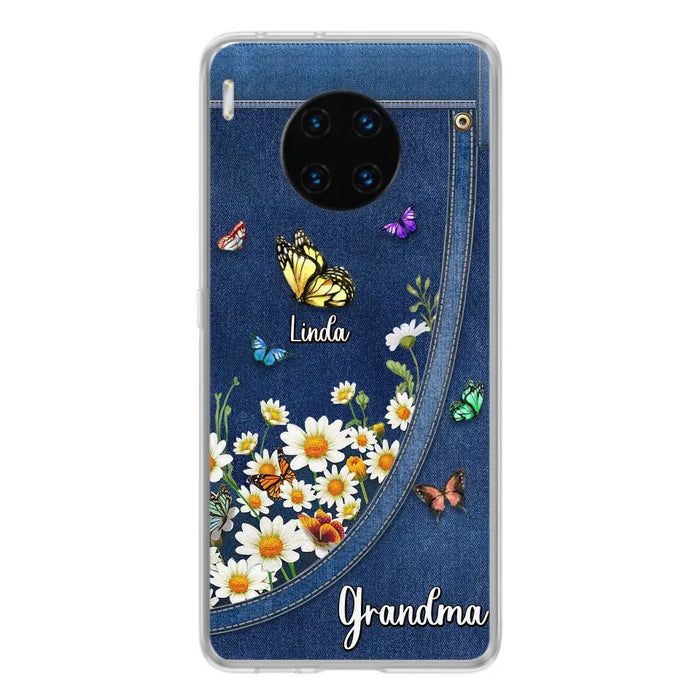 Personalized Daisy And Butterfly Grandma Phone Case - Gift Idea For Grandma - Up to 10 Kids - Case For Oppo/Xiaomi/Huawei