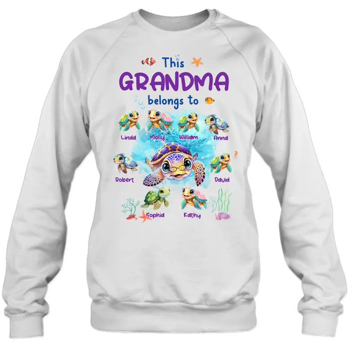 Personalized Grandma Turtle Shirt/Hoodie - Gift Idea For Grandma - Up to 8 Kids - This Grandma Belongs To