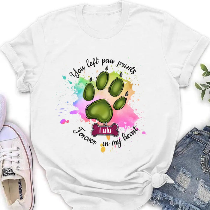 Personalized Memorial Pet T-shirt/Hoodie - Gift Idea For Dog/Cat Lovers - You Left Paw Prints Forever In My Heart