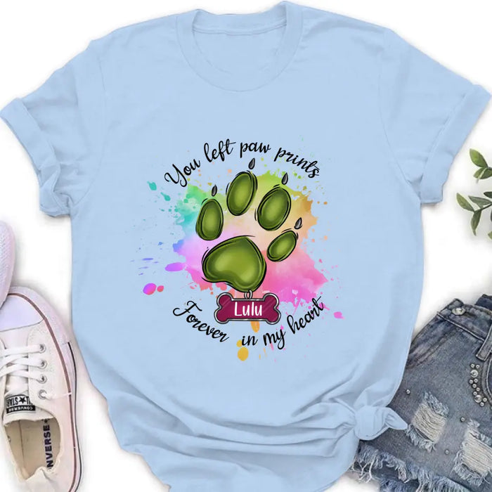 Personalized Memorial Pet T-shirt/Hoodie - Gift Idea For Dog/Cat Lovers - You Left Paw Prints Forever In My Heart