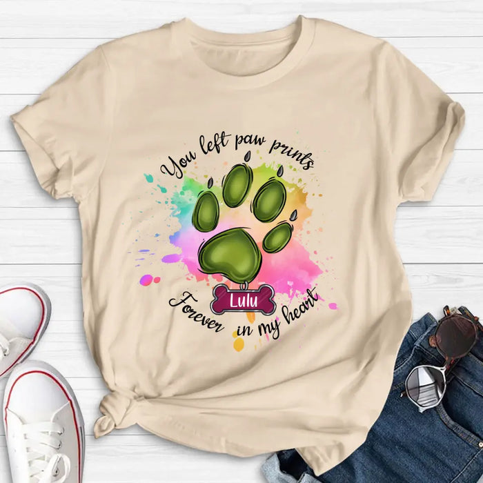 Personalized Memorial Pet T-shirt/Hoodie - Gift Idea For Dog/Cat Lovers - You Left Paw Prints Forever In My Heart