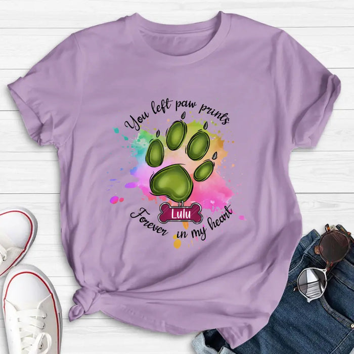 Personalized Memorial Pet T-shirt/Hoodie - Gift Idea For Dog/Cat Lovers - You Left Paw Prints Forever In My Heart