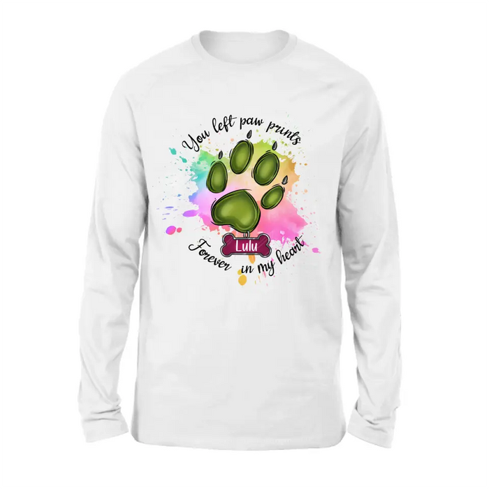 Personalized Memorial Pet T-shirt/Hoodie - Gift Idea For Dog/Cat Lovers - You Left Paw Prints Forever In My Heart