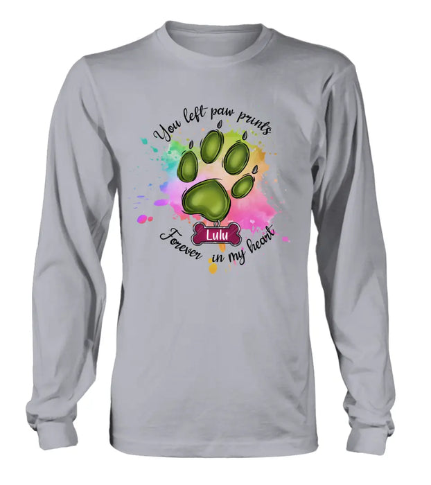 Personalized Memorial Pet T-shirt/Hoodie - Gift Idea For Dog/Cat Lovers - You Left Paw Prints Forever In My Heart