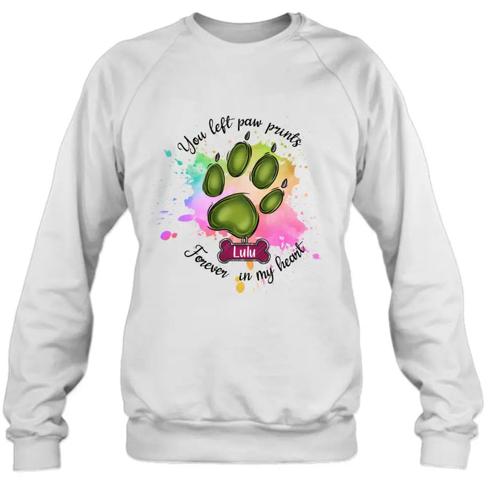 Personalized Memorial Pet T-shirt/Hoodie - Gift Idea For Dog/Cat Lovers - You Left Paw Prints Forever In My Heart