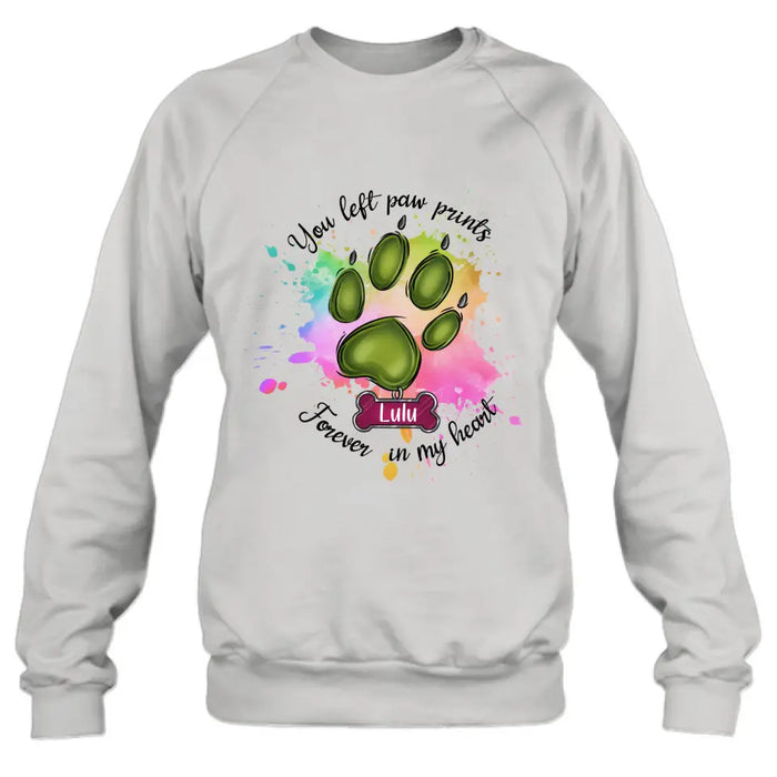 Personalized Memorial Pet T-shirt/Hoodie - Gift Idea For Dog/Cat Lovers - You Left Paw Prints Forever In My Heart
