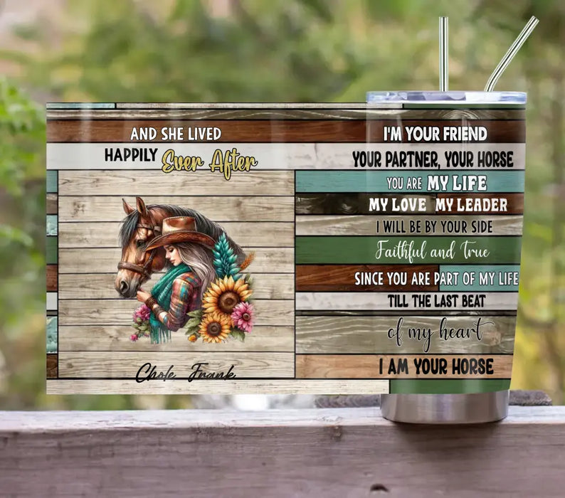 Personalized Horse Girl Tumbler - Gift Idea For Horse Lover/Friends - And She Lived Happily Ever After
