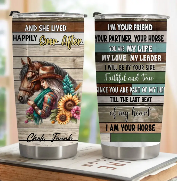 Personalized Horse Girl Tumbler - Gift Idea For Horse Lover/Friends - And She Lived Happily Ever After