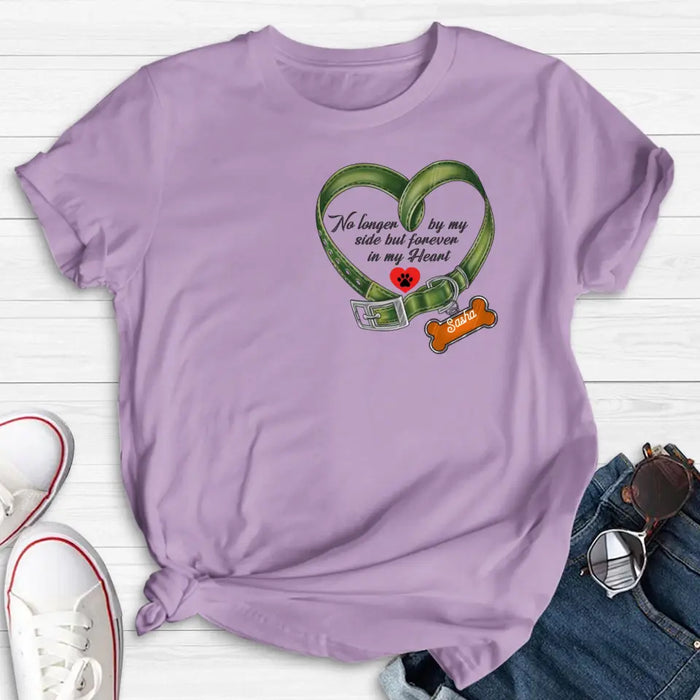 Personalized Memorial Pet Collar T-shirt/Hoodie - Gift Idea For Pet Lover/Mother's Day/Father's Day - No Longer By My Side But Forever In My Heart