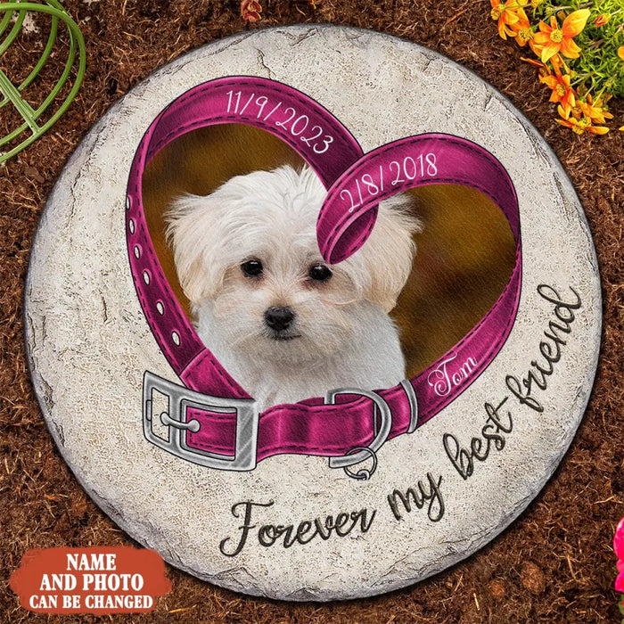 Personalized Memorial Dog Photo Circle Lithograph - Memorial Gift Idea For Dog Owners - Forever My Best Friend