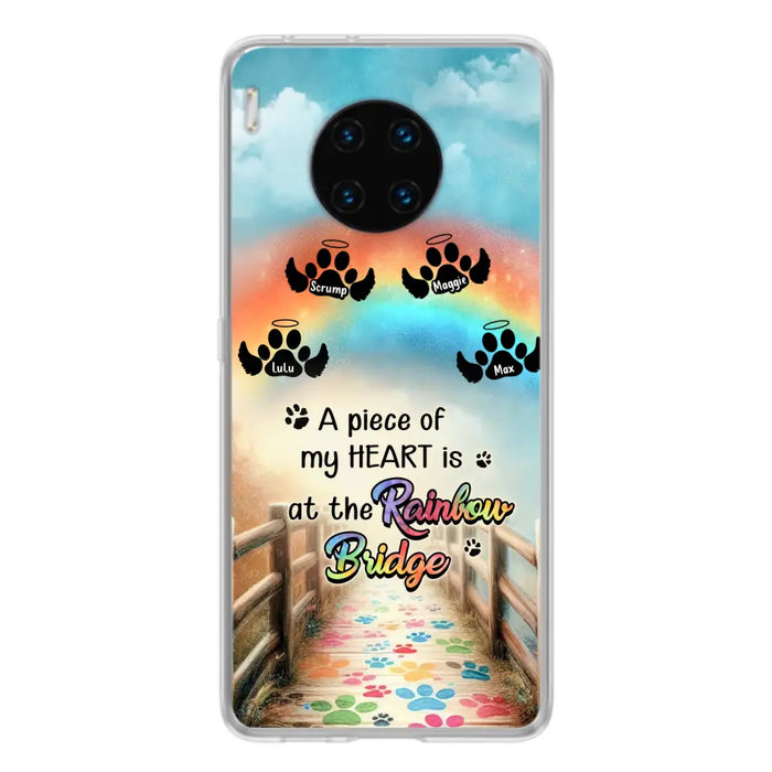 Personalized Rainbow Bridge Memorial Phone Case - Memorial Gift Idea For Dog Lover - Up to 4 Dogs - A Piece Of My Heart Is At The Rainbow Bridge - Case For Oppo/Xiaomi/Huawei