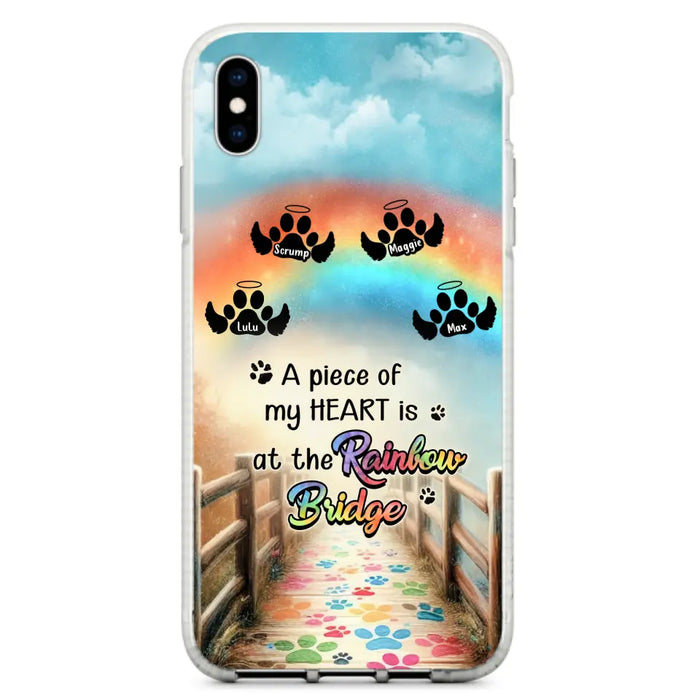 Personalized Rainbow Bridge Memorial Phone Case - Memorial Gift Idea For Dog Lover - Up to 4 Dogs - A Piece Of My Heart Is At The Rainbow Bridge - Case For iPhone/Samsung