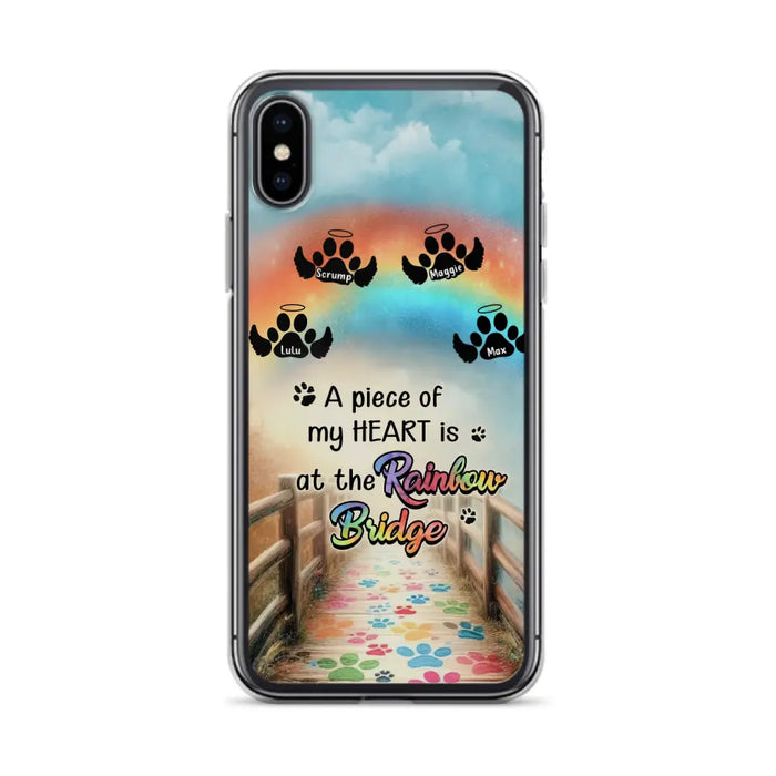 Personalized Rainbow Bridge Memorial Phone Case - Memorial Gift Idea For Dog Lover - Up to 4 Dogs - A Piece Of My Heart Is At The Rainbow Bridge - Case For iPhone/Samsung