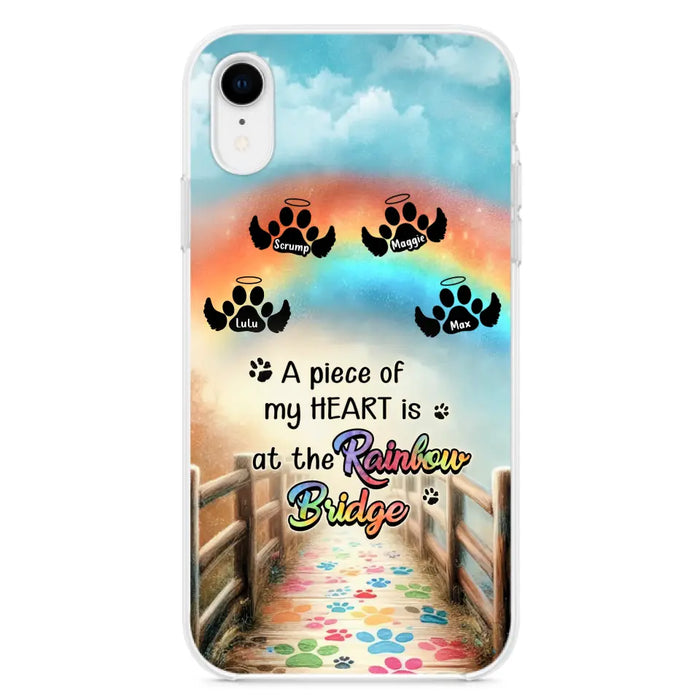 Personalized Rainbow Bridge Memorial Phone Case - Memorial Gift Idea For Dog Lover - Up to 4 Dogs - A Piece Of My Heart Is At The Rainbow Bridge - Case For iPhone/Samsung