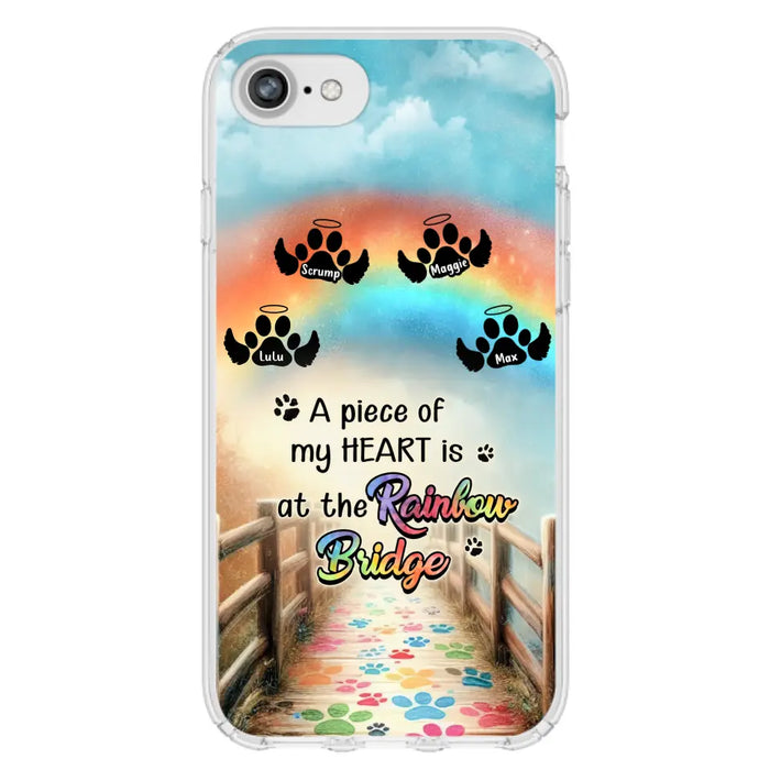 Personalized Rainbow Bridge Memorial Phone Case - Memorial Gift Idea For Dog Lover - Up to 4 Dogs - A Piece Of My Heart Is At The Rainbow Bridge - Case For iPhone/Samsung