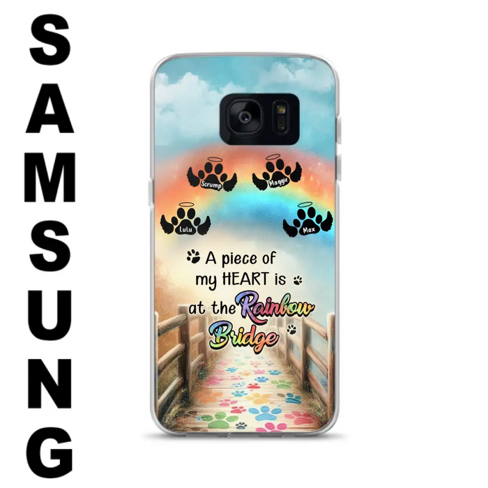 Personalized Rainbow Bridge Memorial Phone Case - Memorial Gift Idea For Dog Lover - Up to 4 Dogs - A Piece Of My Heart Is At The Rainbow Bridge - Case For iPhone/Samsung