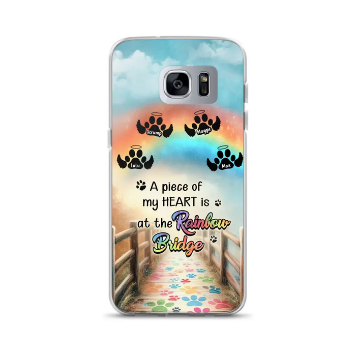 Personalized Rainbow Bridge Memorial Phone Case - Memorial Gift Idea For Dog Lover - Up to 4 Dogs - A Piece Of My Heart Is At The Rainbow Bridge - Case For iPhone/Samsung