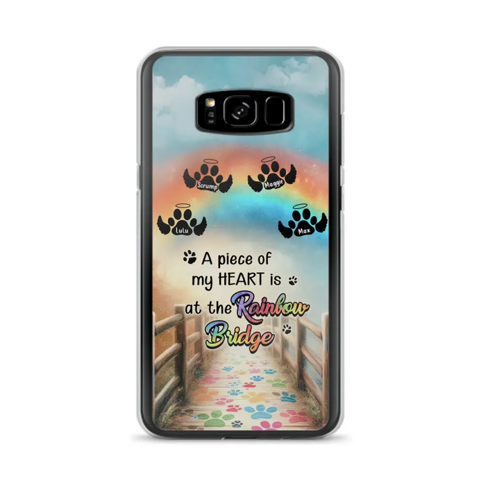 Personalized Rainbow Bridge Memorial Phone Case - Memorial Gift Idea For Dog Lover - Up to 4 Dogs - A Piece Of My Heart Is At The Rainbow Bridge - Case For iPhone/Samsung