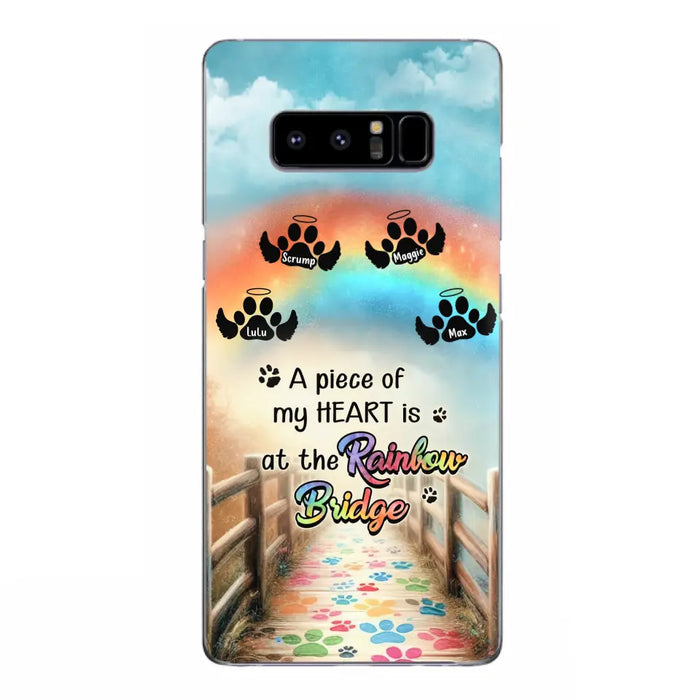 Personalized Rainbow Bridge Memorial Phone Case - Memorial Gift Idea For Dog Lover - Up to 4 Dogs - A Piece Of My Heart Is At The Rainbow Bridge - Case For iPhone/Samsung