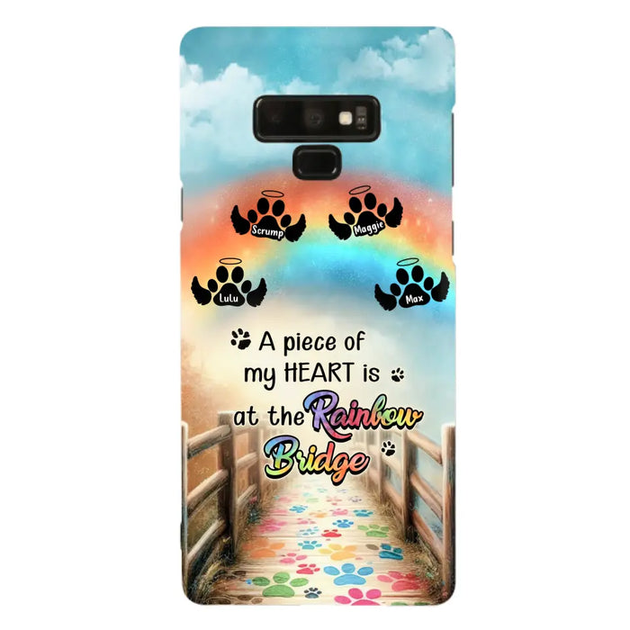 Personalized Rainbow Bridge Memorial Phone Case - Memorial Gift Idea For Dog Lover - Up to 4 Dogs - A Piece Of My Heart Is At The Rainbow Bridge - Case For iPhone/Samsung