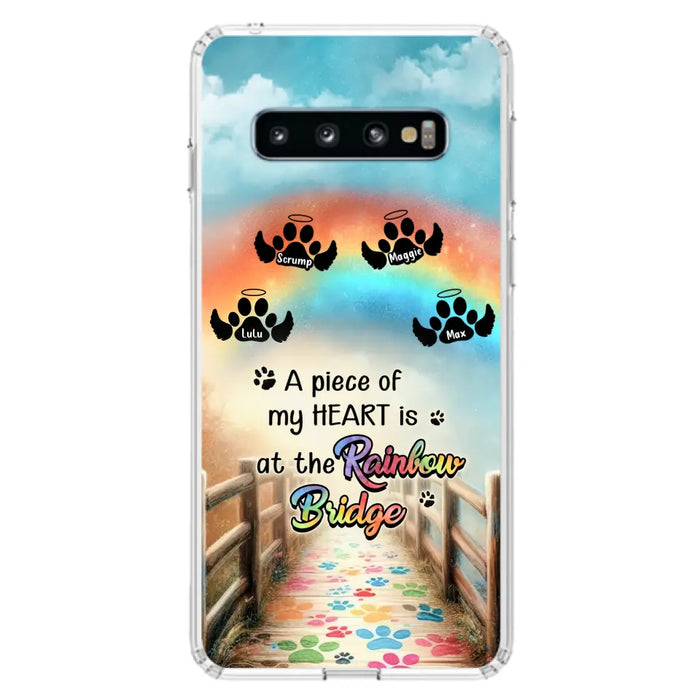 Personalized Rainbow Bridge Memorial Phone Case - Memorial Gift Idea For Dog Lover - Up to 4 Dogs - A Piece Of My Heart Is At The Rainbow Bridge - Case For iPhone/Samsung