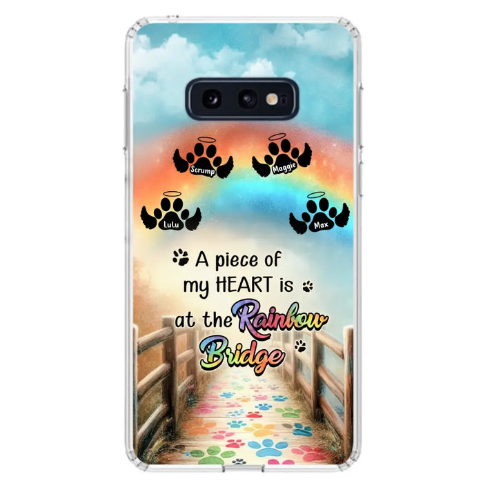 Personalized Rainbow Bridge Memorial Phone Case - Memorial Gift Idea For Dog Lover - Up to 4 Dogs - A Piece Of My Heart Is At The Rainbow Bridge - Case For iPhone/Samsung
