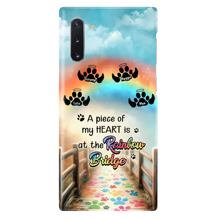 Personalized Rainbow Bridge Memorial Phone Case - Memorial Gift Idea For Dog Lover - Up to 4 Dogs - A Piece Of My Heart Is At The Rainbow Bridge - Case For iPhone/Samsung
