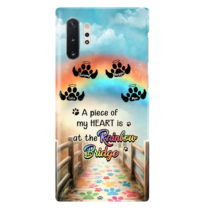 Personalized Rainbow Bridge Memorial Phone Case - Memorial Gift Idea For Dog Lover - Up to 4 Dogs - A Piece Of My Heart Is At The Rainbow Bridge - Case For iPhone/Samsung