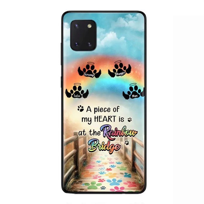Personalized Rainbow Bridge Memorial Phone Case - Memorial Gift Idea For Dog Lover - Up to 4 Dogs - A Piece Of My Heart Is At The Rainbow Bridge - Case For iPhone/Samsung