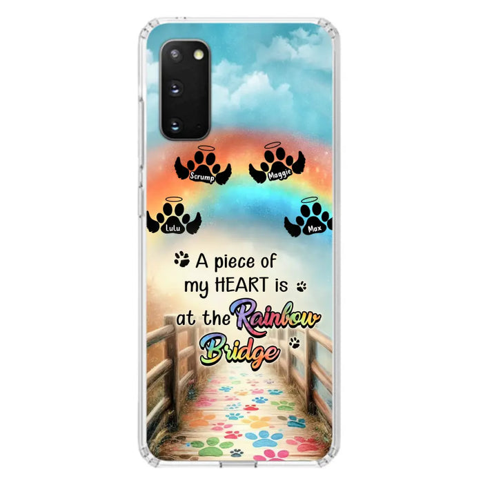Personalized Rainbow Bridge Memorial Phone Case - Memorial Gift Idea For Dog Lover - Up to 4 Dogs - A Piece Of My Heart Is At The Rainbow Bridge - Case For iPhone/Samsung
