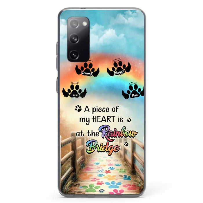 Personalized Rainbow Bridge Memorial Phone Case - Memorial Gift Idea For Dog Lover - Up to 4 Dogs - A Piece Of My Heart Is At The Rainbow Bridge - Case For iPhone/Samsung