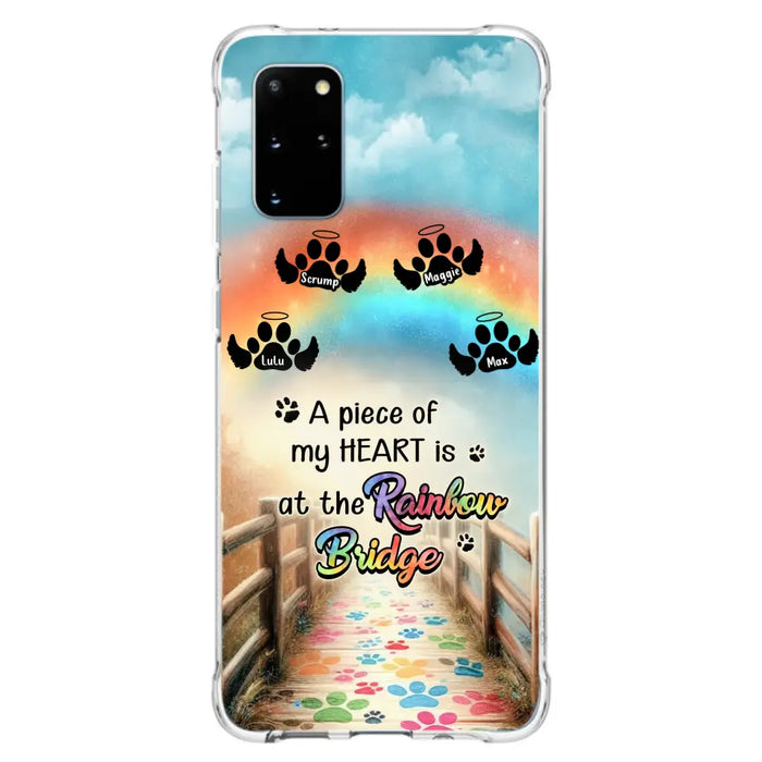 Personalized Rainbow Bridge Memorial Phone Case - Memorial Gift Idea For Dog Lover - Up to 4 Dogs - A Piece Of My Heart Is At The Rainbow Bridge - Case For iPhone/Samsung