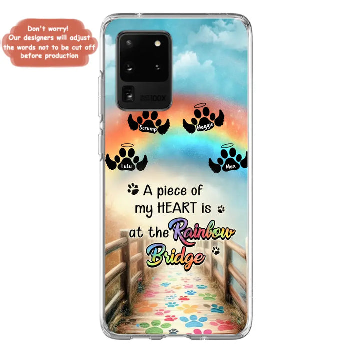 Personalized Rainbow Bridge Memorial Phone Case - Memorial Gift Idea For Dog Lover - Up to 4 Dogs - A Piece Of My Heart Is At The Rainbow Bridge - Case For iPhone/Samsung