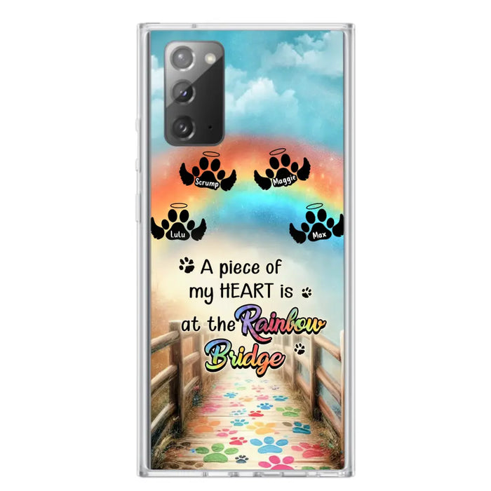 Personalized Rainbow Bridge Memorial Phone Case - Memorial Gift Idea For Dog Lover - Up to 4 Dogs - A Piece Of My Heart Is At The Rainbow Bridge - Case For iPhone/Samsung
