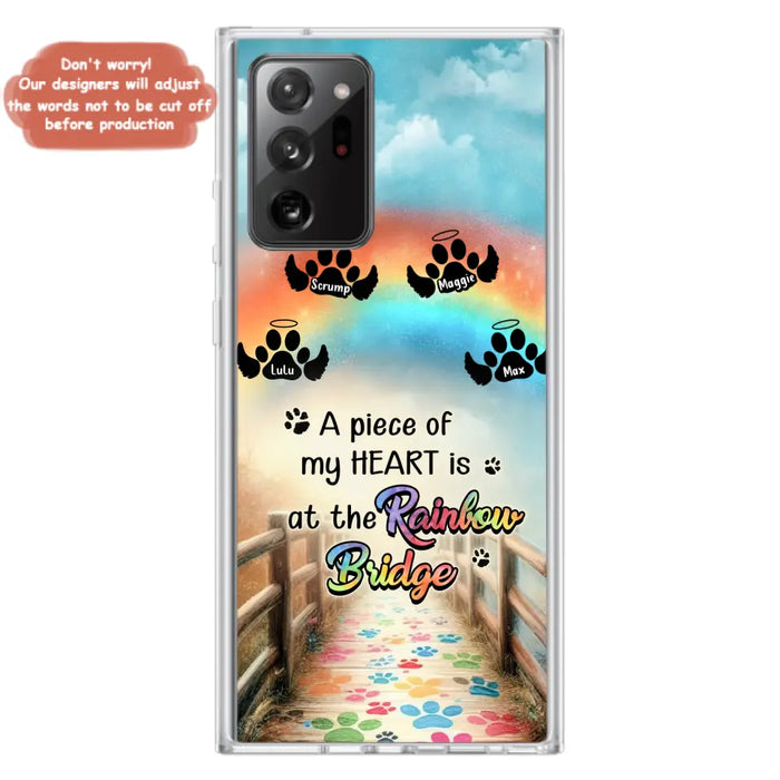 Personalized Rainbow Bridge Memorial Phone Case - Memorial Gift Idea For Dog Lover - Up to 4 Dogs - A Piece Of My Heart Is At The Rainbow Bridge - Case For iPhone/Samsung