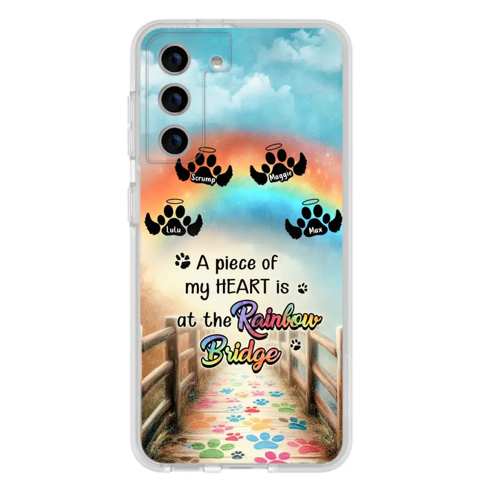 Personalized Rainbow Bridge Memorial Phone Case - Memorial Gift Idea For Dog Lover - Up to 4 Dogs - A Piece Of My Heart Is At The Rainbow Bridge - Case For iPhone/Samsung