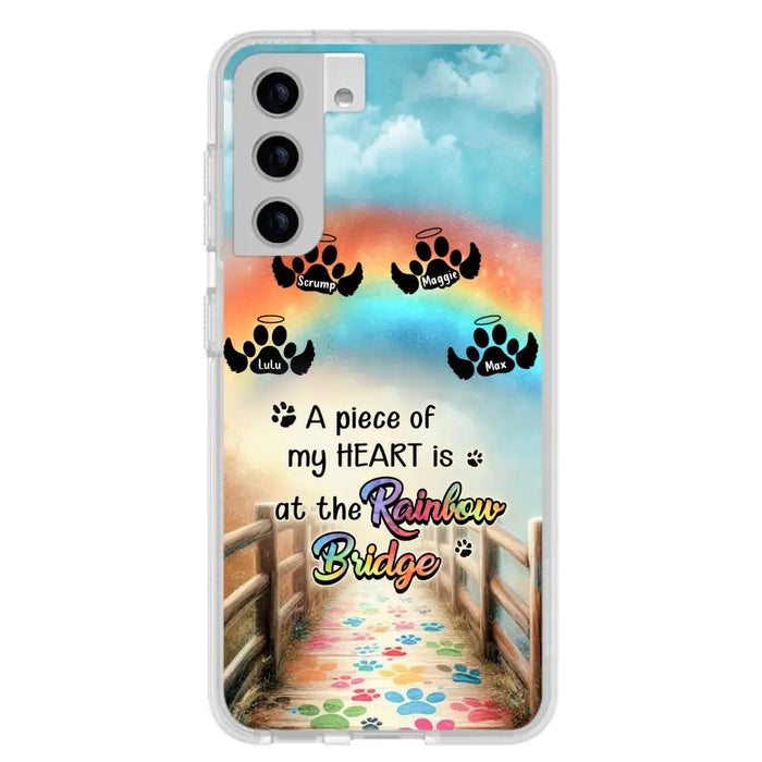 Personalized Rainbow Bridge Memorial Phone Case - Memorial Gift Idea For Dog Lover - Up to 4 Dogs - A Piece Of My Heart Is At The Rainbow Bridge - Case For iPhone/Samsung