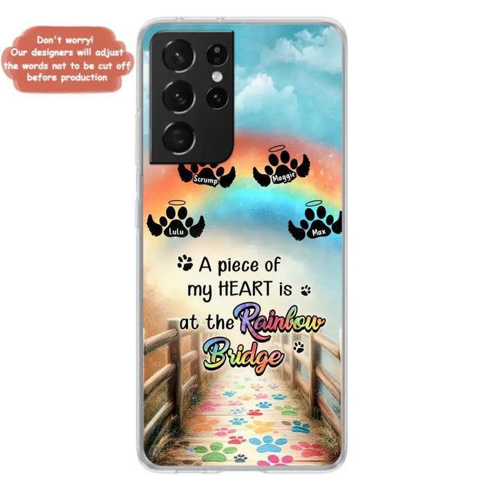 Personalized Rainbow Bridge Memorial Phone Case - Memorial Gift Idea For Dog Lover - Up to 4 Dogs - A Piece Of My Heart Is At The Rainbow Bridge - Case For iPhone/Samsung